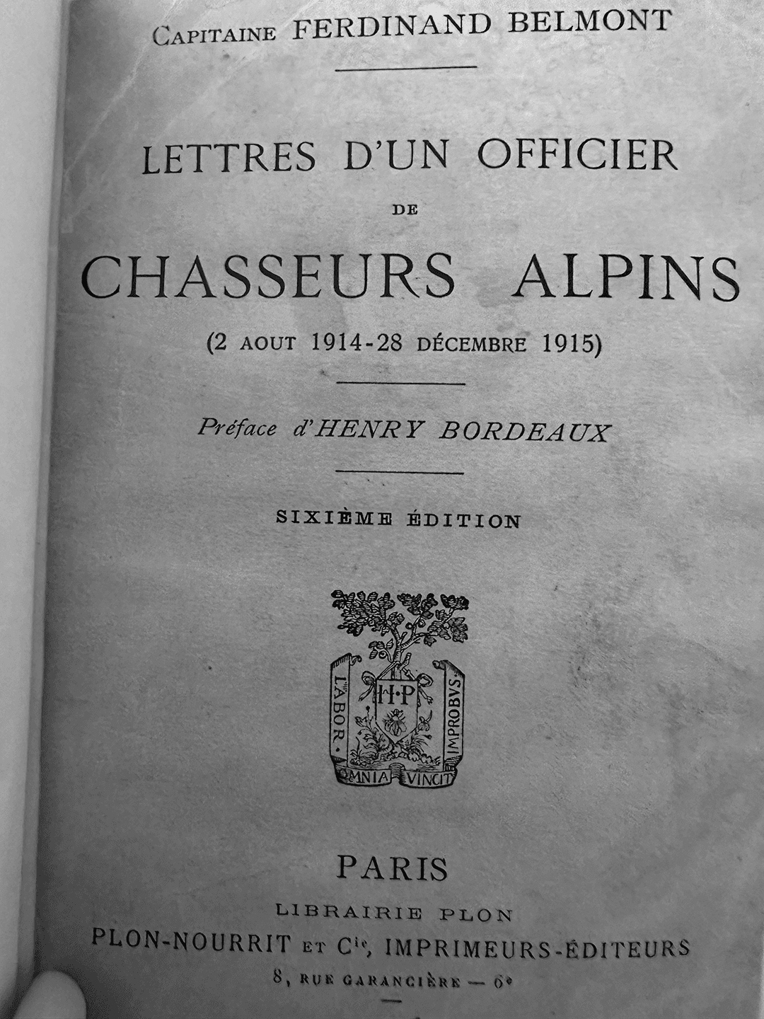 Lettres d'un officier de Chasseurs Alpins